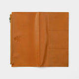 Leather Zipper Case Brown (Regular Size)