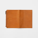 Leather Zipper Case Brown (Passport Size)