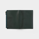 Leather Zipper Case Blue (Passport Size)