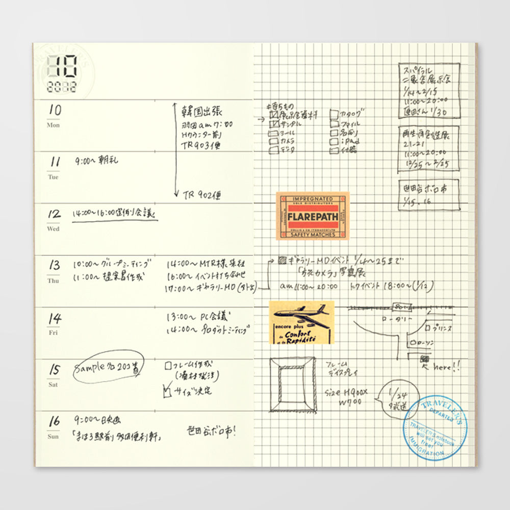 Red Buffalo Travelers Notebook Insert - Weekly Calendar - Echo Park Paper  Co.