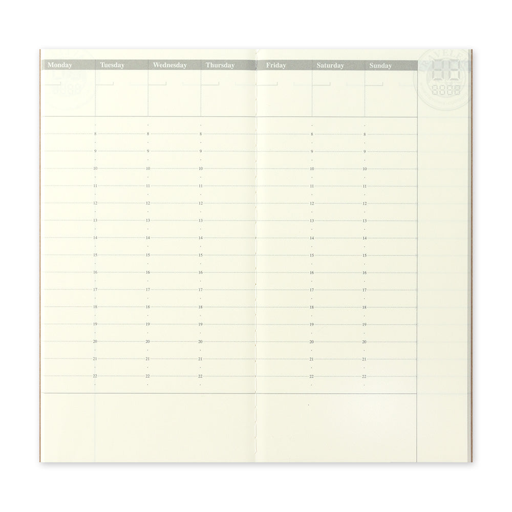 Week on 2 Pages, Minimalist, V005 Travelers Notebook Insert