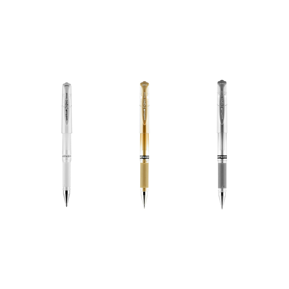 Signo Broad UM-153 Gel  Pen - White Ink